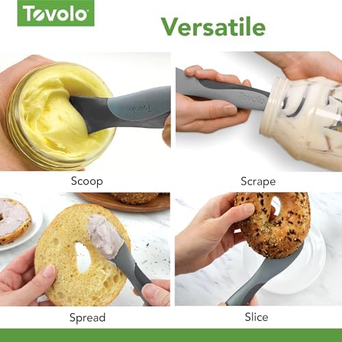 Tovolo Scoop and Spread Large Dual End Silicone Sandwich Spreader Tool with Nylon Handle, BPA Free Dishwasher Safe Silicone and Nylon Tool for Spreading and Scooping, Buttercream and Ivory - Image 4