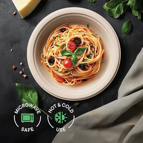 100% Compostable Deep Dish Plates - 9 Inch [125-Pack] Heavy Duty Brown - Image 3