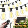 100FT Solar Outdoor String Lights with 36+2 Edison Shatterproof Waterproof Bulbs, 2200K Commercial Grade Patio Lights, Heavy Duty Outside Hanging for Garden Porch Deck Decor by AMZRAP