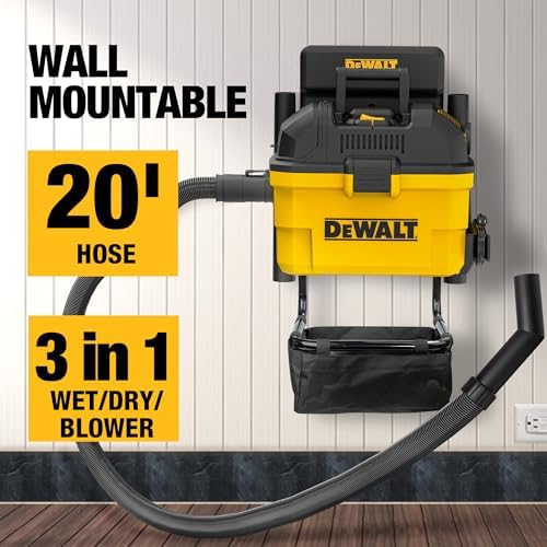 DEWALT Portable 6 Gallon 5 Horsepower Wall-Mounted Garage Wet Dry Vacuum Cleaner DXV06G - Image 3