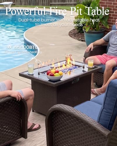 LayinSun 5 Pieces Outdoor Patio Furniture Set with Fire Pit Table - Image 7