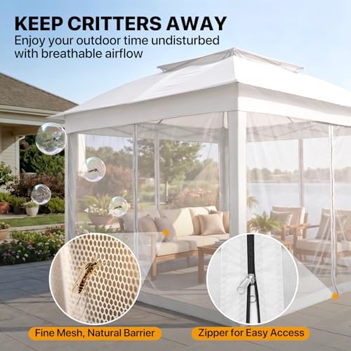 COOS BAY 11x11 Pop Up Gazebo with Netting, Canopy Tent, White - Image 6