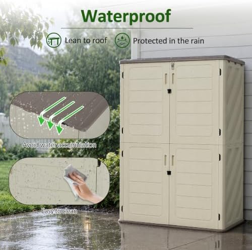 Macrout 50 Cu Ft Outdoor Storage Cabinet, Waterproof Resin Shed SU5462 - Image 4