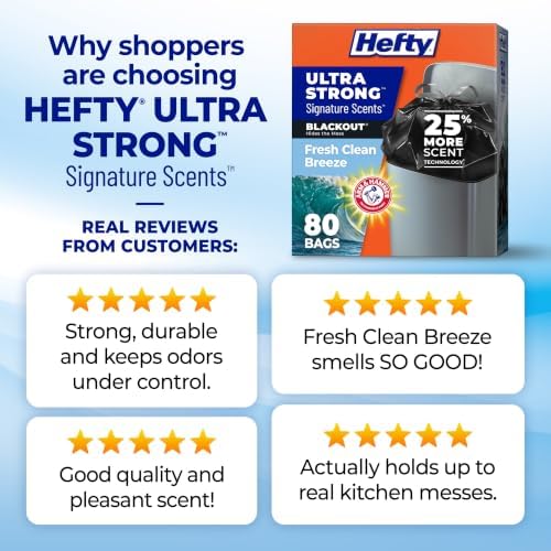 Hefty Ultra Strong Signature Scents 13G Trash Bags, Fresh Clean, 80ct - Image 6