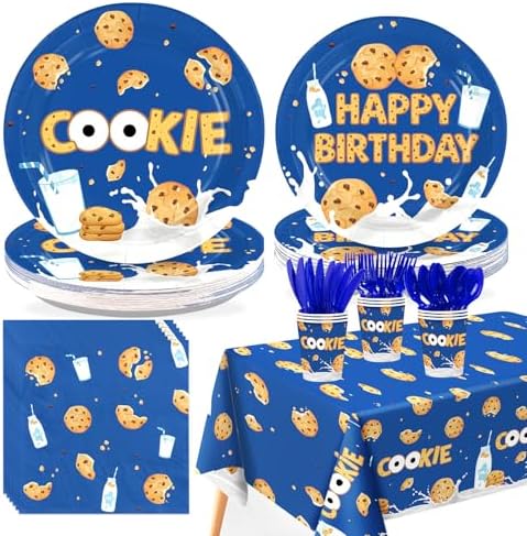 170Pcs Milk and Cookies Birthday Party Decorations for Kids, Serves 24 by Greencian