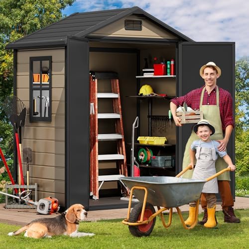 DWVO 6x4ft Outdoor Storage Shed Plastic with Floor and Lockable Door - Image 4