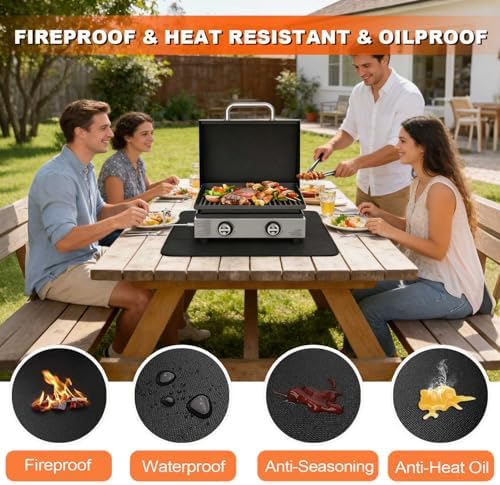 Heat Resistant Mats for Countertop and Grill Table, Fireproof Grill Mats for Outdoor Grill, Under Griddle BBQ Mat, Portable Charcoal Grill, Air Fryer, Gas Grill,Red,24 x 31 inch - Image 5