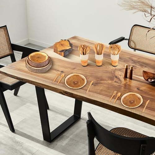 Kochorie 400 Pieces Wood Slice Disposable Tableware Sets, Rustic Wood Party Supplies with Plates Cups Napkins Cutlery Serves 50 for Birthday Hunting Forest Themed Party Decorations - Image 5