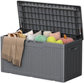 105 Gallon Deck Box Outdoor Indoor Waterproof Storage Box, Gray by Acurax