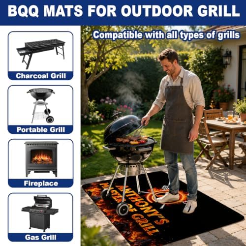 Custom XL Under The Grill Mat, Personalized Name BBQ Floor Mat (D2) - Image 7