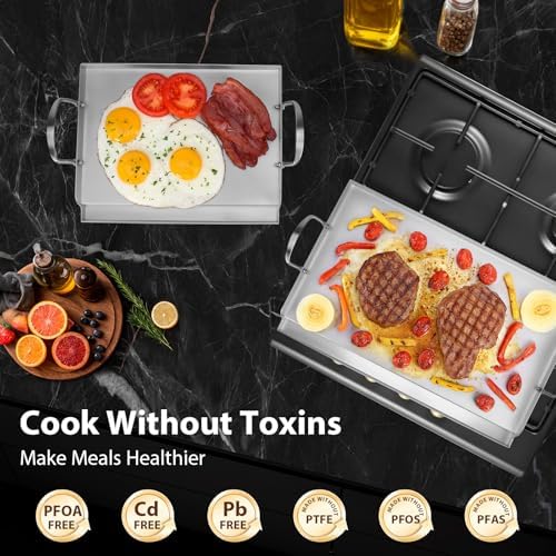 Utheer Safer Ceramic Nonstick Stainless Steel Griddle, PFAS/PFOA/PTFE-Free - Image 3