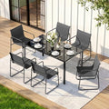 ONBRILL 7 Piece Patio Dining Set for 6 with Textilene Chairs, Black by ONBRILL