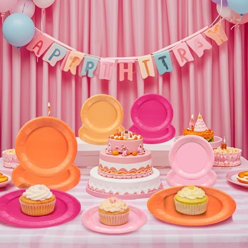 180pcs Pink and Orange Party Decorations,Serves 60 - Image 5