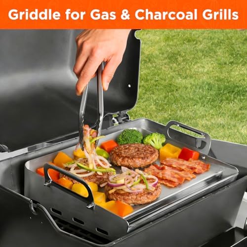23" x 16" Stainless Steel Flat Top Griddle for Gas & Charcoal Grills - Image 6