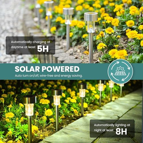 GIGALUMI 24 Pack Solar Lights Outdoor Waterproof, Stainless Steel - Image 7