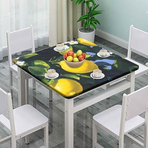 Tablecloth Wipeable, Lemon Grove Pattern Printed on Fade Resistant Fitted Table Cover, Perfect for Breakfasts Tea Gatherings, Fit for 32" x 32" Square Tables - Image 2