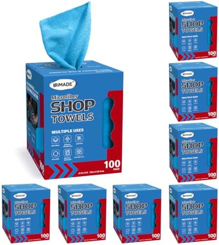 UNIMADE Shop Rags, 8 Boxes - 800 Sheets Microfiber Cleaning Cloth by Unimade