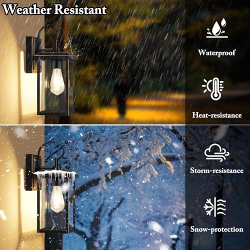 BesLowe 2-Pack 15” Outdoor Wall Lights, Bronze Modern Porch Sconces - Image 2