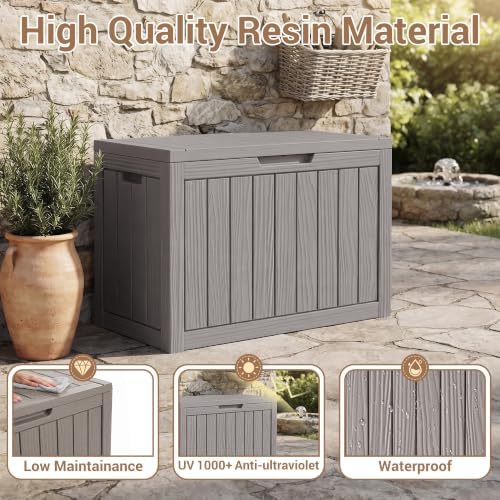 DRATO 60 Gallon Outdoor Storage Box Waterproof, Lockable Deck Box, Grey - Image 2