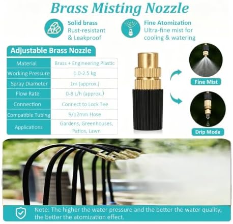 Outdoor Garden Misting Cooling System with Bendable Brass Nozzles - Image 5