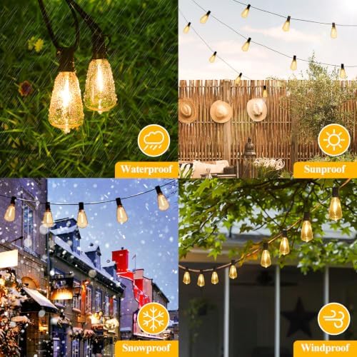 Brightever 150FT Outdoor String Lights 77 Bulbs, 2200K Amber Lights - Image 6
