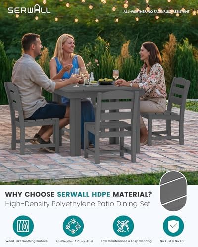SERWALL HDPE Outdoor Square Dining Set for 4 - Image 2