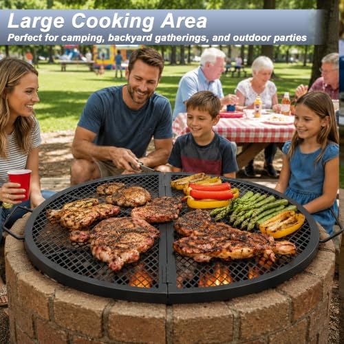 30 Inch Round Folding Fire Pit Grill Grate for Outdoor Campfire, Gathering - Image 3