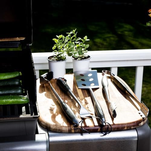 Schmidt Brothers - Bonded Ash 4-Piece Grill Set, Full-Forged Stainless Steel BBQ Utensils Including Spatula, Fork, Basting Brush, and Tongs with All Wood Handles - Image 6