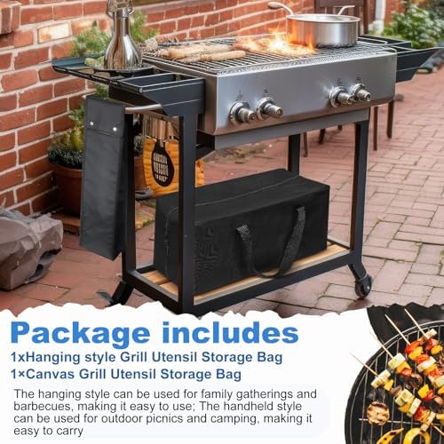 Amylove 2 Sizes Grill Utensil Storage BBQ Tool Bag, 24.5" x 9.5" x 8" - Image 4
