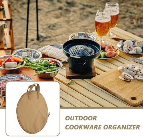 Garneck Outdoor Cast Iron Skillet Storage Bag Portable Frying Pan Pouch for Camp Cooking Convenient Outdoor Cookware Storage and Versatile Carrying Case - Image 7
