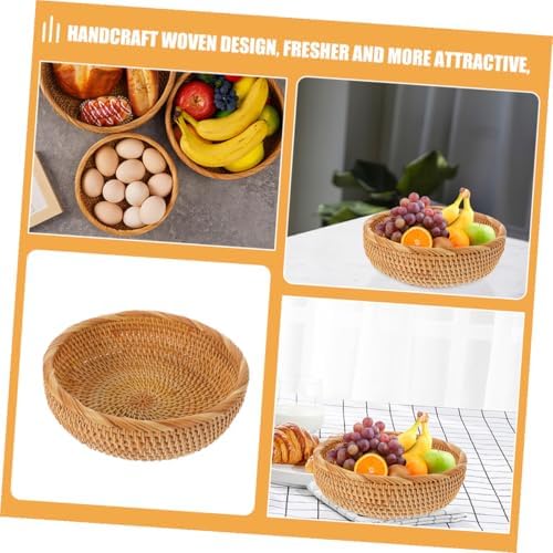 Handwoven Rattan round Basket for Fruit Snack Storage Organizer - Image 5