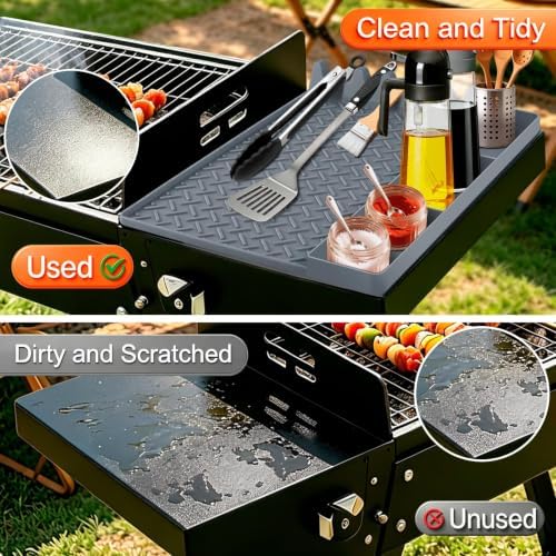 Silicone Grill Mat for Blackstone Griddle Accessories,16x11.5 Inch BBQ Griddle Mat with Drip Pad,Thickened Heat Resistant Side Mats for Outdoor Kitchen,Gifts for Men(Gray) - Image 5