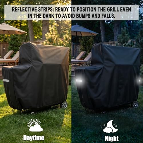 QuliMetal Smoker Cover for Gravity Series 1050 Digital Charcoal Grill and Smoker Durable Grill Cover with PVC Liner, Double-Stitching and Adjustable Drawstring in Black, Model MB20081220 - Image 6