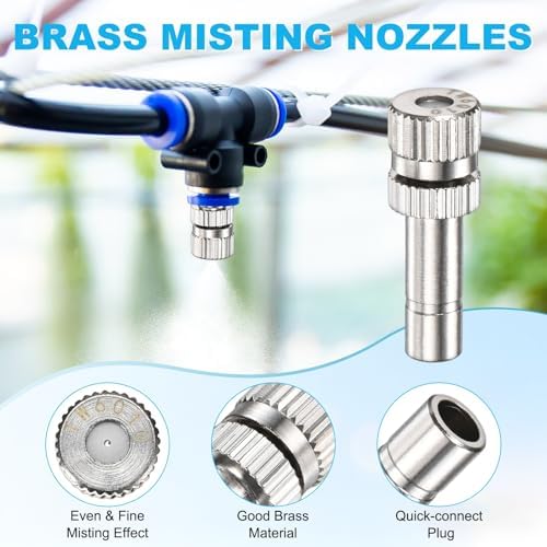 M METERXITY 20-Pack Brass Misting Nozzles, 0.024"/0.6mm Orifice Mister Replacement Heads for Outdoor Cooling System/Landscaping/Humidification/Greenhouse, 6mm Low-Pressure Fog Sprayer Nozzle - Image 2