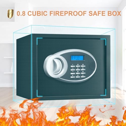 1.7 CUFT Home Safe Fireproof Waterproof, Anti-Theft Digital Security Personal Safe Box with Electronic Keypad and Removable Shelf, Small Fireproof Safe for Documents Money, Jewelry, Medications - Image 2