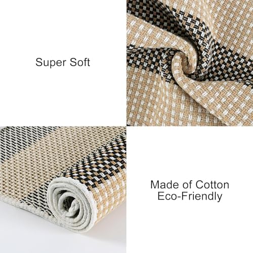 OJIA Indoor Outdoor Rugs 4'x6', Washable Outdoor Patio Rug Tan Camping Rug - Image 5