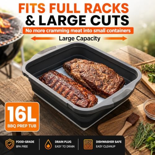 Collapsible BBQ Prep Tub - for Marinating Meal Prep Washing - Image 5