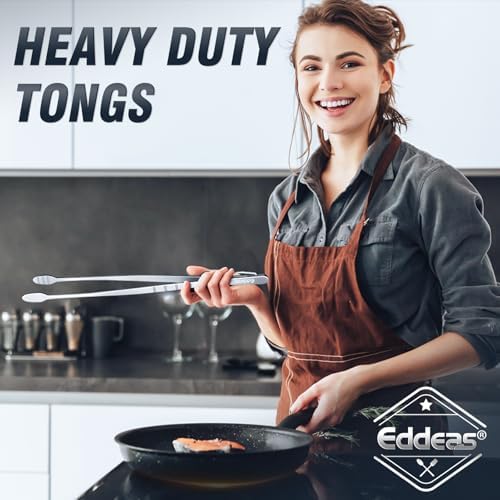 Eddeas Kitchen Tweezers Tongs, Cooking Tweezers Stainless Steel - 3 Size 12'' 10'' & 8 inch Ideal for Meat, pasta, plating and pinching delicate small pieces of food, Set of 3 (Pack of 2) - Image 5