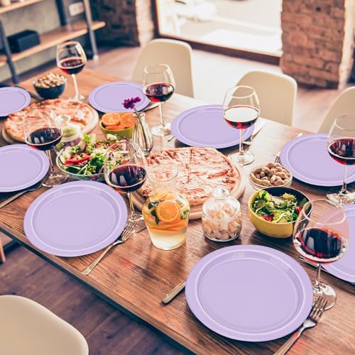 QZYL 50 Count Lavender Paper Plates 9 Inches Round Purple Disposable Plates - Image 4