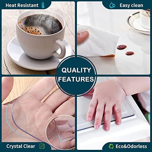 Wadrac Wood Furniture Dining Coffee Clear PVC Table Cover Protector Desk Pads Mat Paint Large Pub Bar Tabletop Countertop Topper Protective Easy Clean Wipeable Plastic Tablecloth Placemats 54x96 in - Image 3