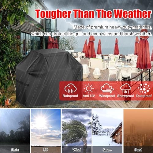 Grill Cover, 44 inch Heavy Duty BBQ Gas Grill Cover for Outdoor Grill, Waterproof, Weather Resistant, Anti-UV, Rip-Proof, Fade Resistant Barbecue Cover with Hook-and-Loop Straps for Most Grills - Image 6