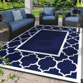 GENIMO Outdoor Rug, Waterproof Plastic Rugs for Patio, 5'x8' Blue White by GENIMO