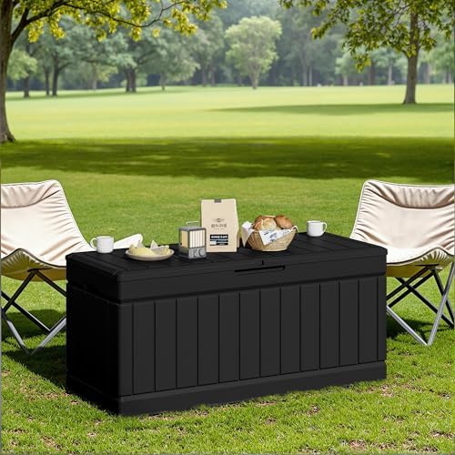 JUMMICO 78 Gallon Deck Box Waterproof Resin Outdoor Storage Box - Image 7