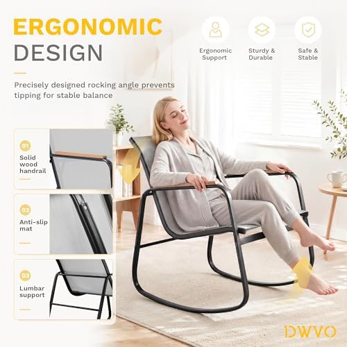 DWVO 4-Piece Rocking Patio Furniture Set, Textilene Conversation Set, Grey - Image 4