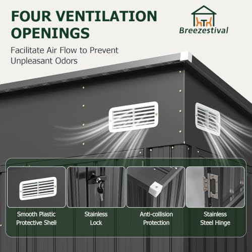 8'x10' Lean to Shed Metal Storage Shed with Floor,Triple Door - Image 5