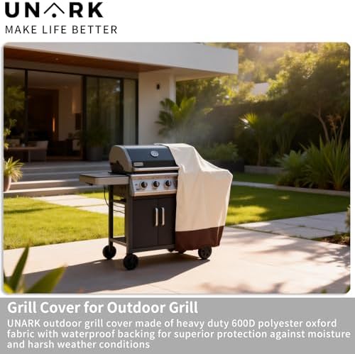 Grill Cover for Outdoor Grill 48 Inch for Weber Grill Covers Heavy Duty Waterproof BBQ Covers for Outside 48 Inch Weber Spirit 2 Grill Cover 48" L x 18" W x 42" H (Beige and Brown) - Image 5