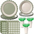 Havawish 144 Pcs Moss Green Camping Supplies Plates Napkins Forks Cups by Havawish