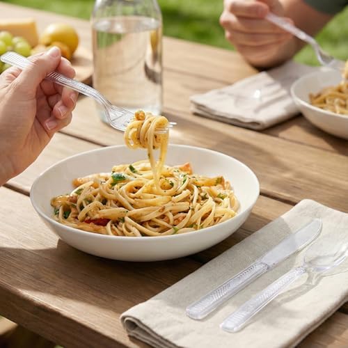 Party Dimensions 300 Count Plastic Cutlery Combo Box, Disposable Clear Plastic Silverware Utensils Set, 100 Forks, 100 Spoons, 100 Knives - Image 3