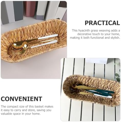 Woven Snack Storage Basket with Iron and Hyacinth Grass Organizer - Image 5