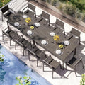 Outdoor Dining Set for 10, Aluminum Patio HDPS Outdooor Table and Chairs Set with Umbrella Hole, All Weather Patio Furniture Set, 12 Peice Patio Dining Table Set (Charcoal) by ComfCove